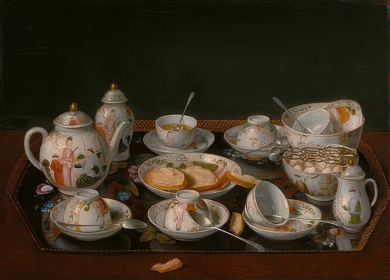 静物：茶水服务。约于1781-83年 作者 让·埃蒂安·利奥塔