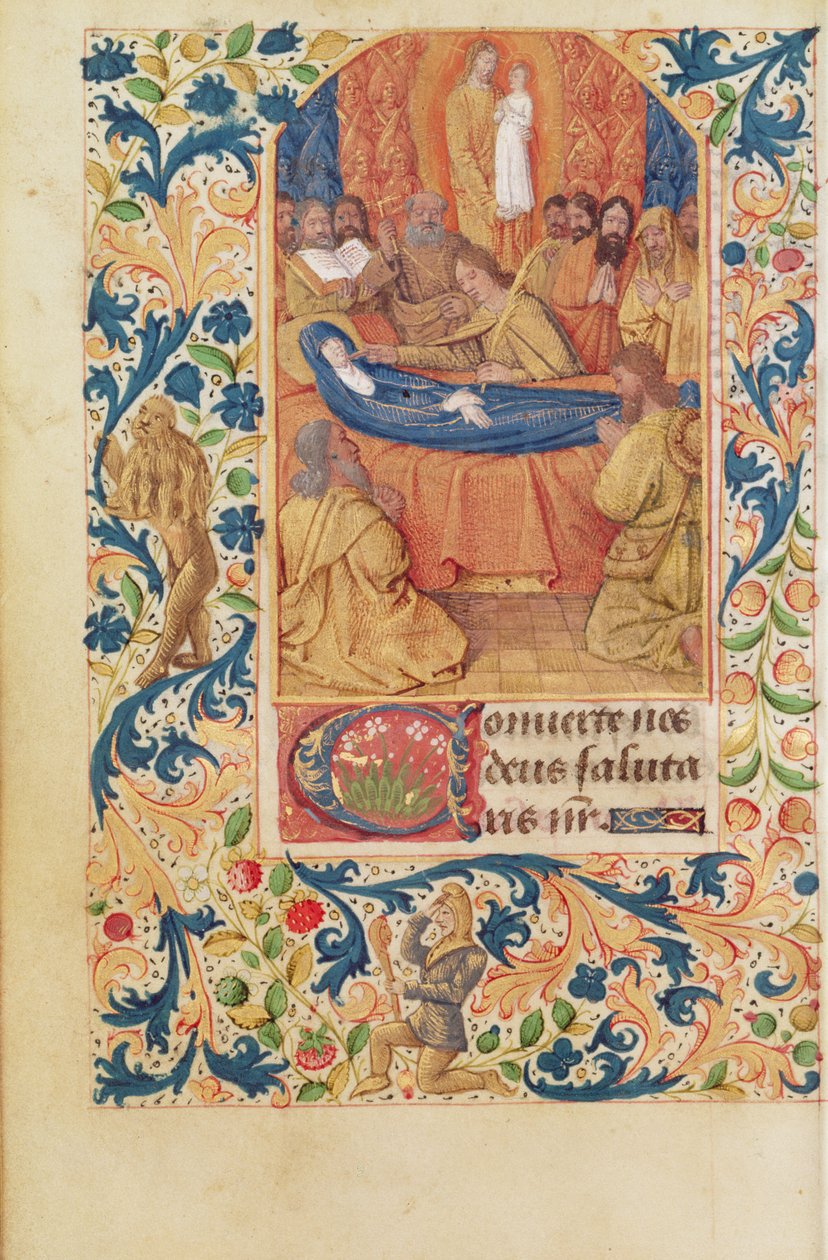 拉丁女士13305 fol.88v处女的死亡，来自&39;Heures a l&39;Usage de Rome&39;，c.1465 作者 让·富凯