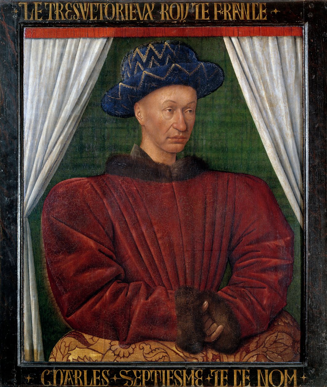 Portrait of Charles VII (1403-1461) King of France. Painting by Jean Fouquet (1420-1481) 作者 让·富凯