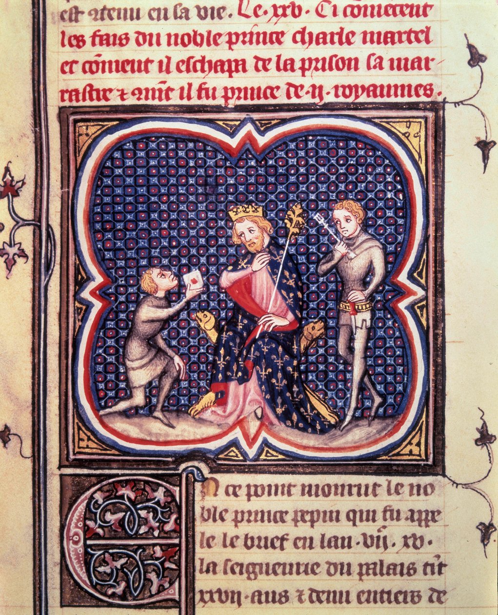 Charles Martel（688-741）和他的内侍接待了Eudes d