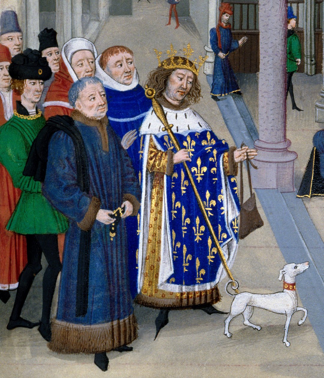 detail of “” Le roi saint Louis (Louis IX (1214-1270) appretant à partir outre mer””” Miniature from “” Les Grandes Chronicles”” by Jean Fouquet (1420-1481), Paris, Bibliotheque de l