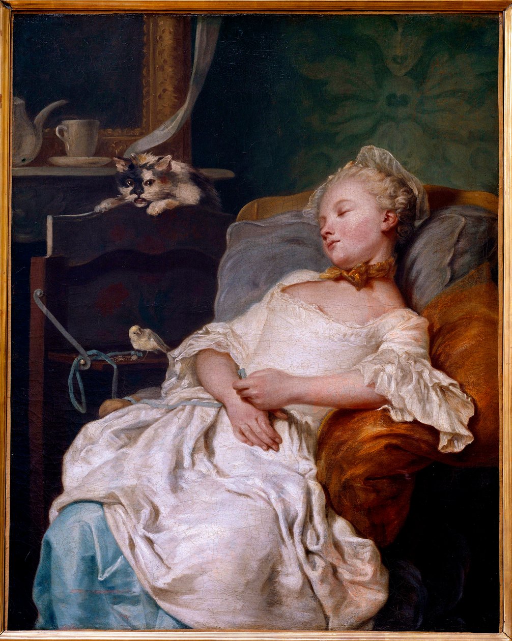 让·弗朗索瓦·科尔森 (Jean Francois Colson) (1733-1803) 1759 年的 Le repos 绘画。 0.92x0.72 m 第戎，美术博物馆 作者 让·弗朗索瓦·科尔森