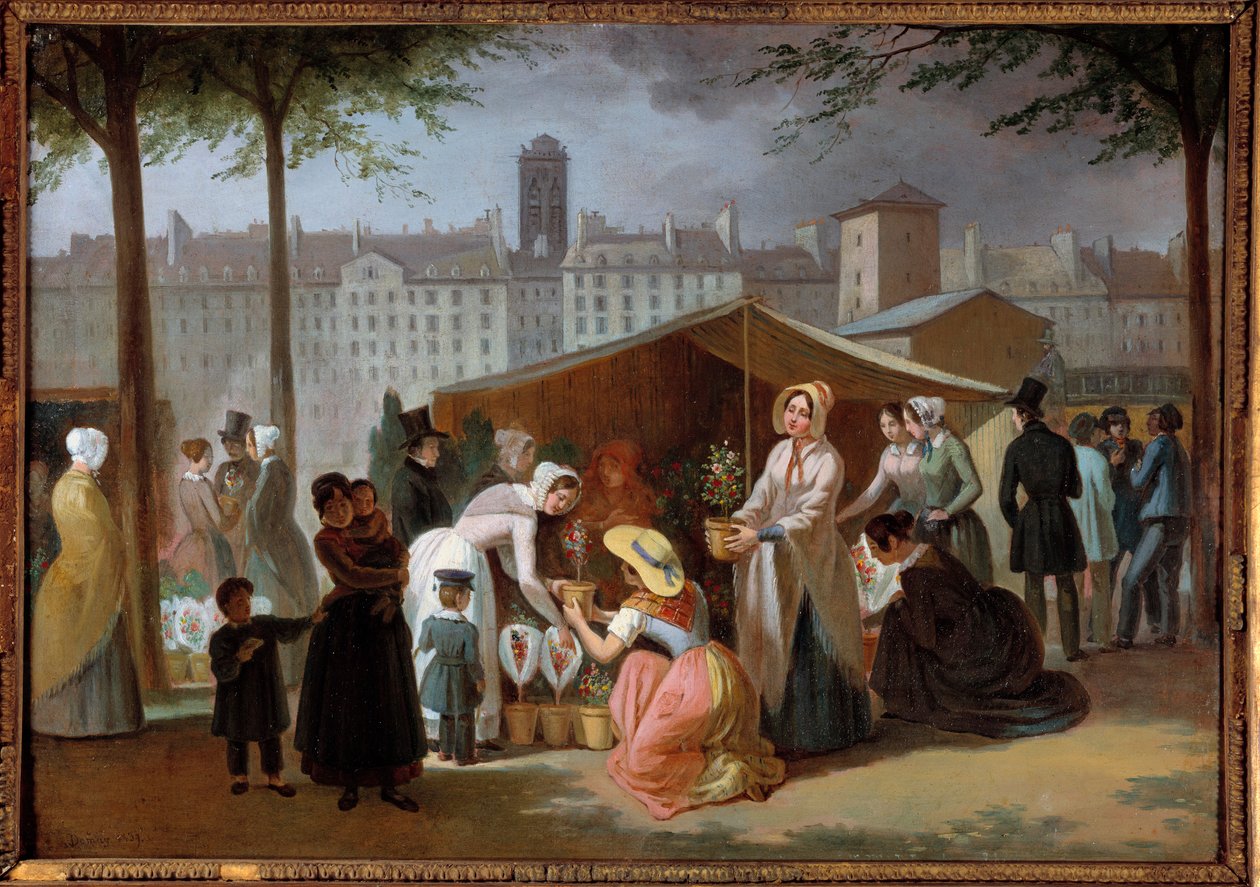 The flower walk. Painting by Jean Francois Demay (1798 - 1850) 作者 让·弗朗索瓦·德迈