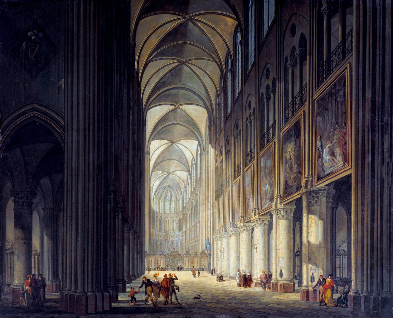 Interior view of the cathedrale Notre Dame de Paris Painting by J. F. Depelchin (1770-1835) 1789 Sun. 0,43x0,54m Paris, Musee Carnavalet - Interior view of the cathedral Notre Dame de Paris. Painting by J.F. Depelchin (1770-1835) 作者 让·弗朗索瓦·德佩尔钦