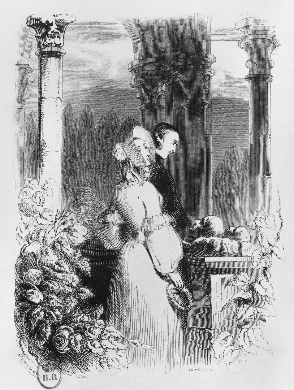 参观Heloise和Abelard墓，来自&39;Lettres d&39;Heloise et d&39;Abelard&39;的插图，由John Quartley（1835-67）雕刻1839年 作者 让·弗朗索瓦·吉古