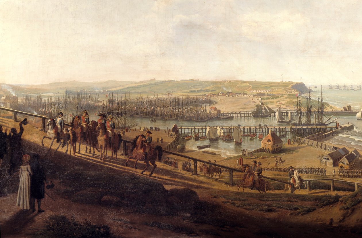 拿破仑一世皇帝于 1804 年 7 月参观了布洛涅营地。 Jean Francois Hue (1751-1823) 1804 年作画。 1,9x2,26 m 作者 让·弗朗索瓦·顺化