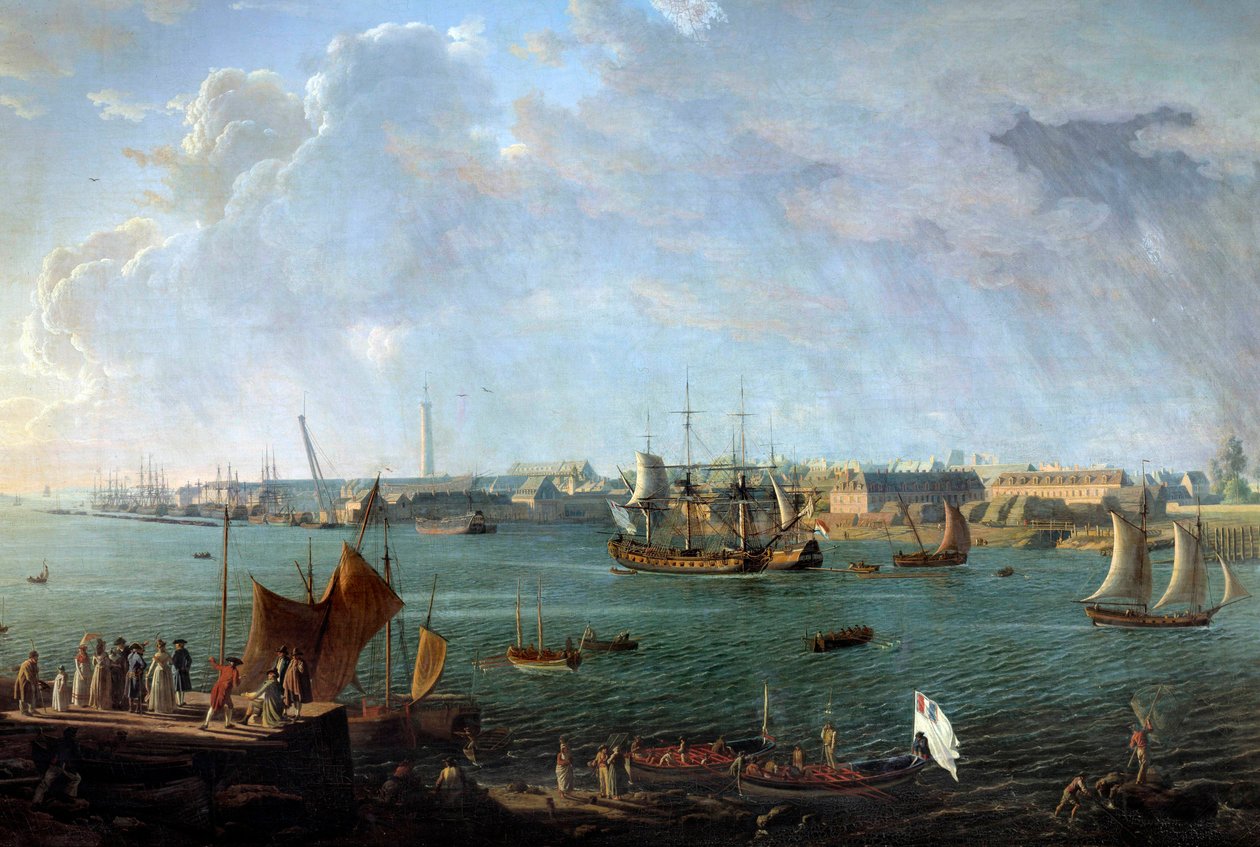 18 世纪洛里昂港的景色让·弗朗索瓦·休（Jean Francois Hue，1751-1823）的一幅画作细节，巴黎海洋博物馆 作者 让·弗朗索瓦·顺化