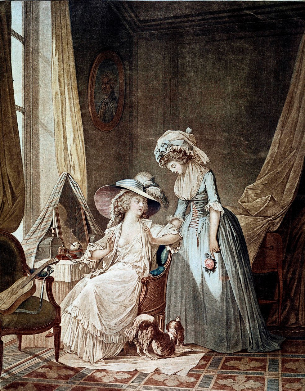 The difficult confession. A servant hearing her mistress. Print by Jean Francois Janinet (1752-1814) 作者 让·弗朗索瓦·詹尼特