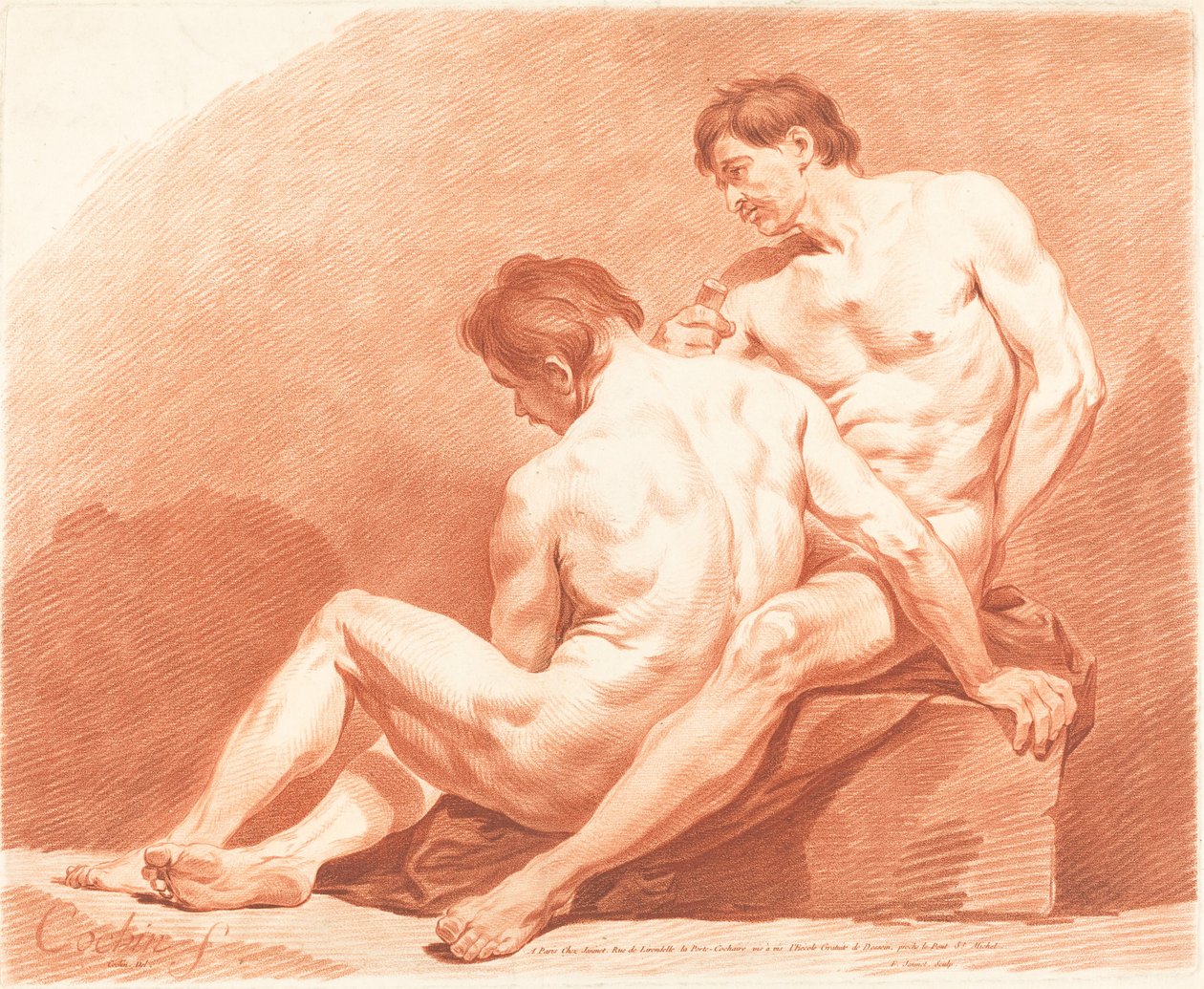 两个男性裸体，约1774年。 作者 让·弗朗索瓦·詹尼特
