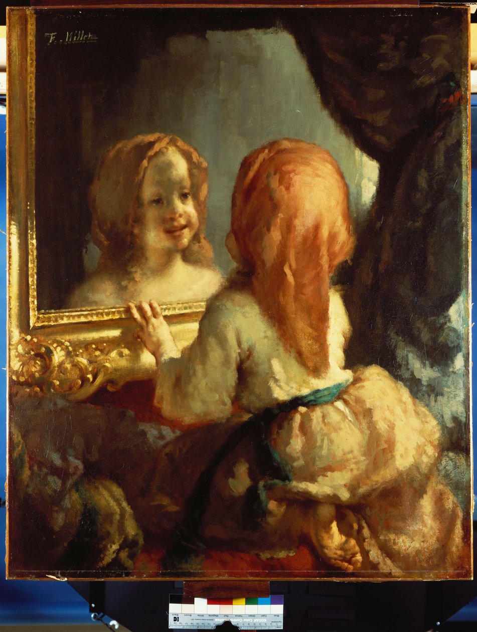 安托瓦内特·赫伯特（Antoinette Herbert）照镜子，约1844年 作者 让·弗朗索瓦·米勒