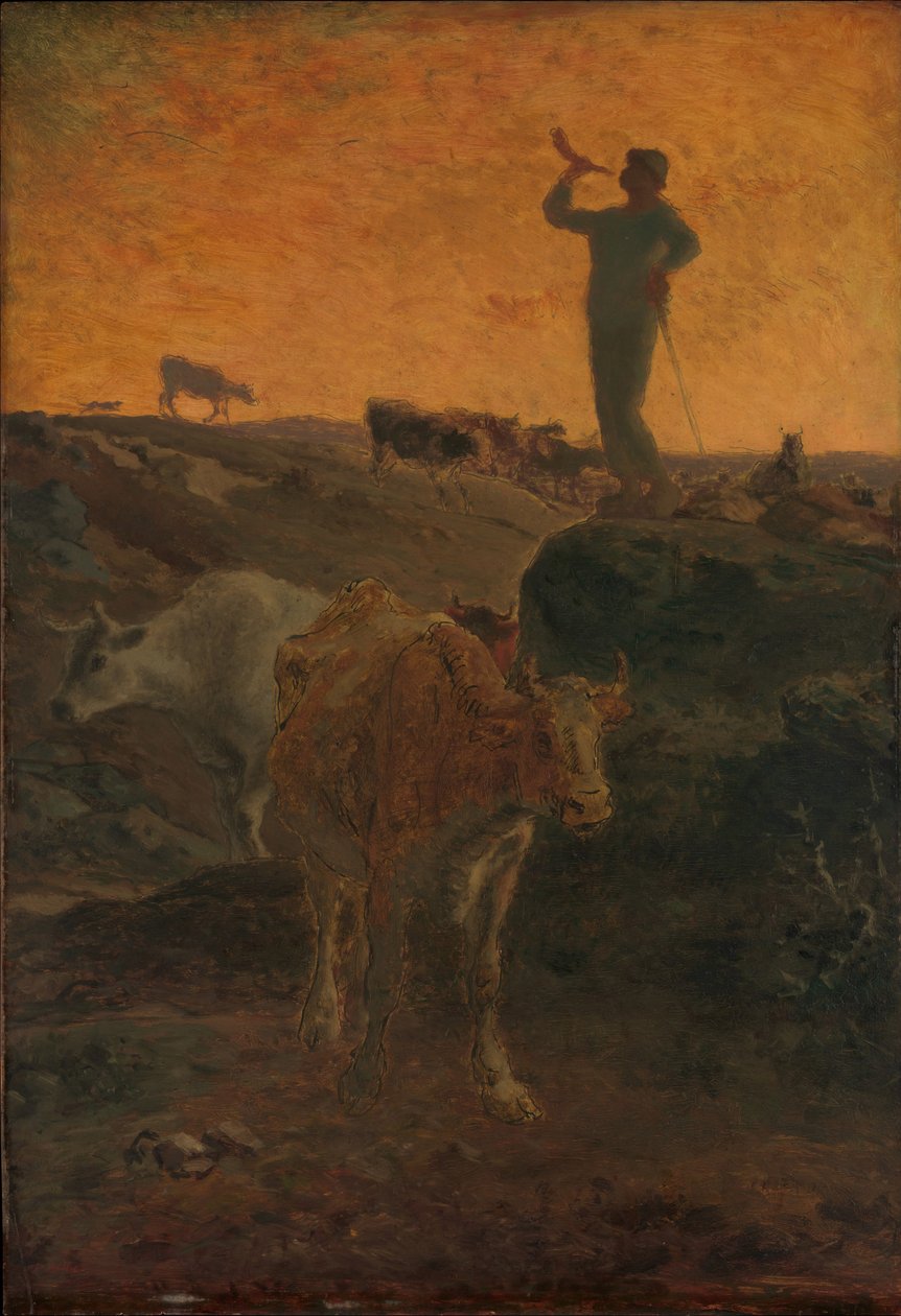 致电Cows Home，c.1872 作者 让·弗朗索瓦·米勒