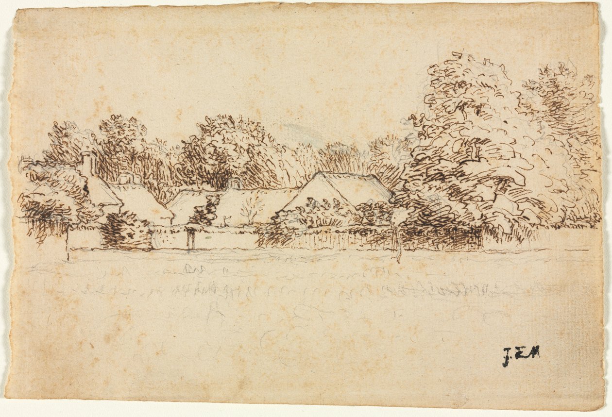 村舍，1870-1871年。 作者 让·弗朗索瓦·米勒