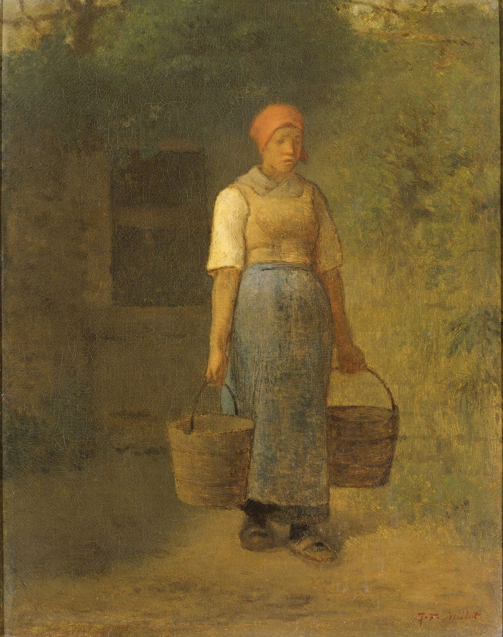 运载水的女孩，c.1855-60 作者 让·弗朗索瓦·米勒