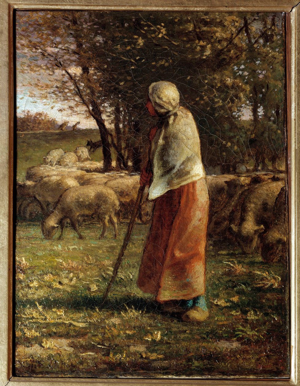 La petite bergere Jean Francois Millet (1814-1875) 19 世纪的绘画 0,32x0,25 m 巴黎，奥赛博物馆 作者 让·弗朗索瓦·米勒