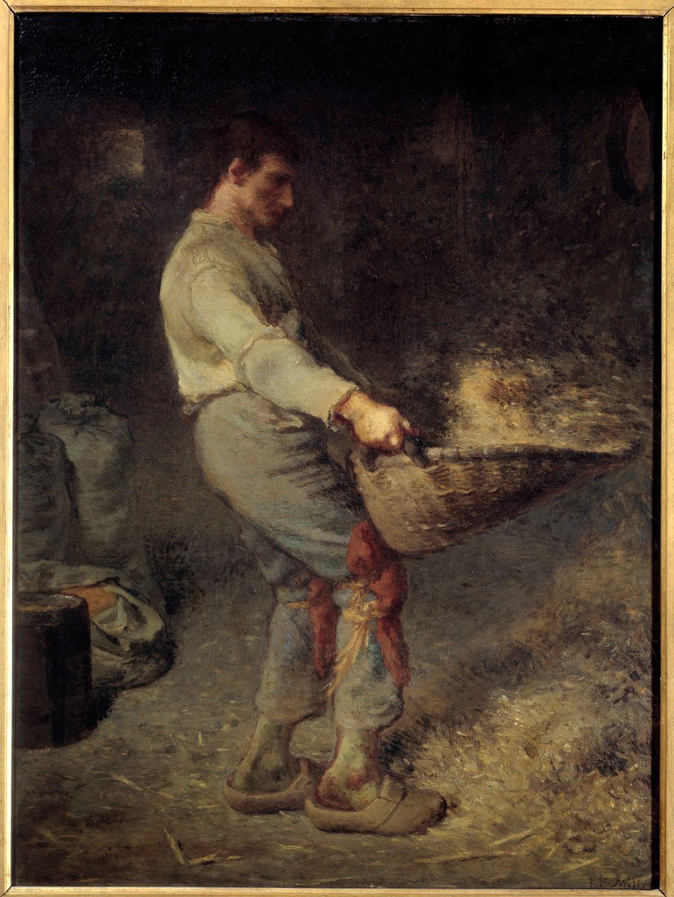 让·弗朗索瓦·米勒 (Jean Francois Millet) (1814-1875) 1868 年创作的 Le vanneur 绘画。 0.79x0.58 m 巴黎，奥赛博物馆 作者 让·弗朗索瓦·米勒