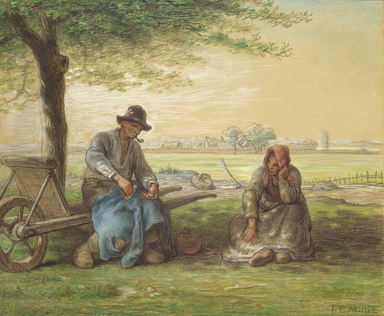 农民休息，c.1866（铅笔和蜡笔在纸上） 作者 让·弗朗索瓦·米勒