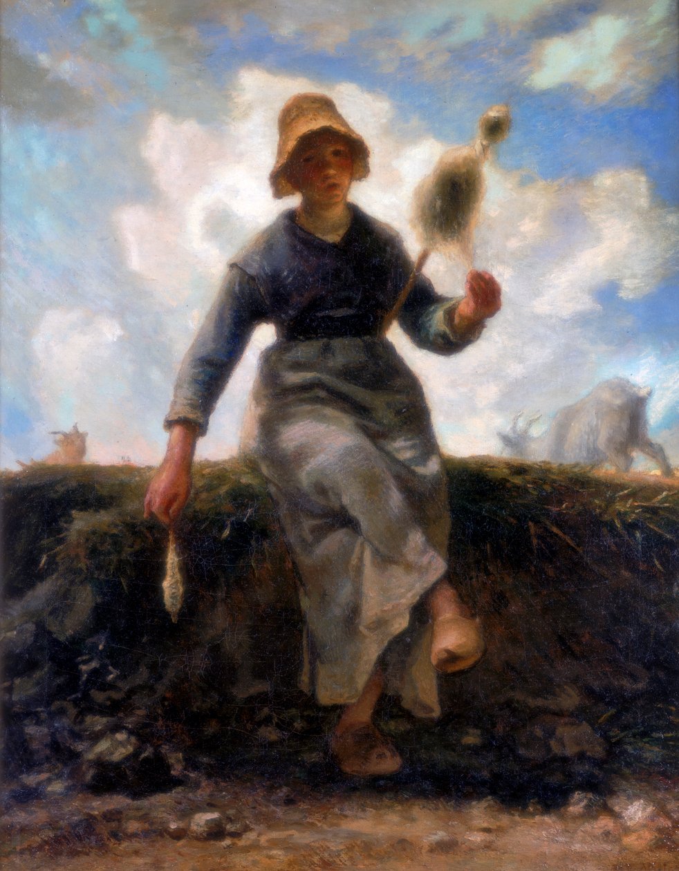 纺纱厂，奥弗涅的牧羊人，c1868-1869 作者 让·弗朗索瓦·米勒