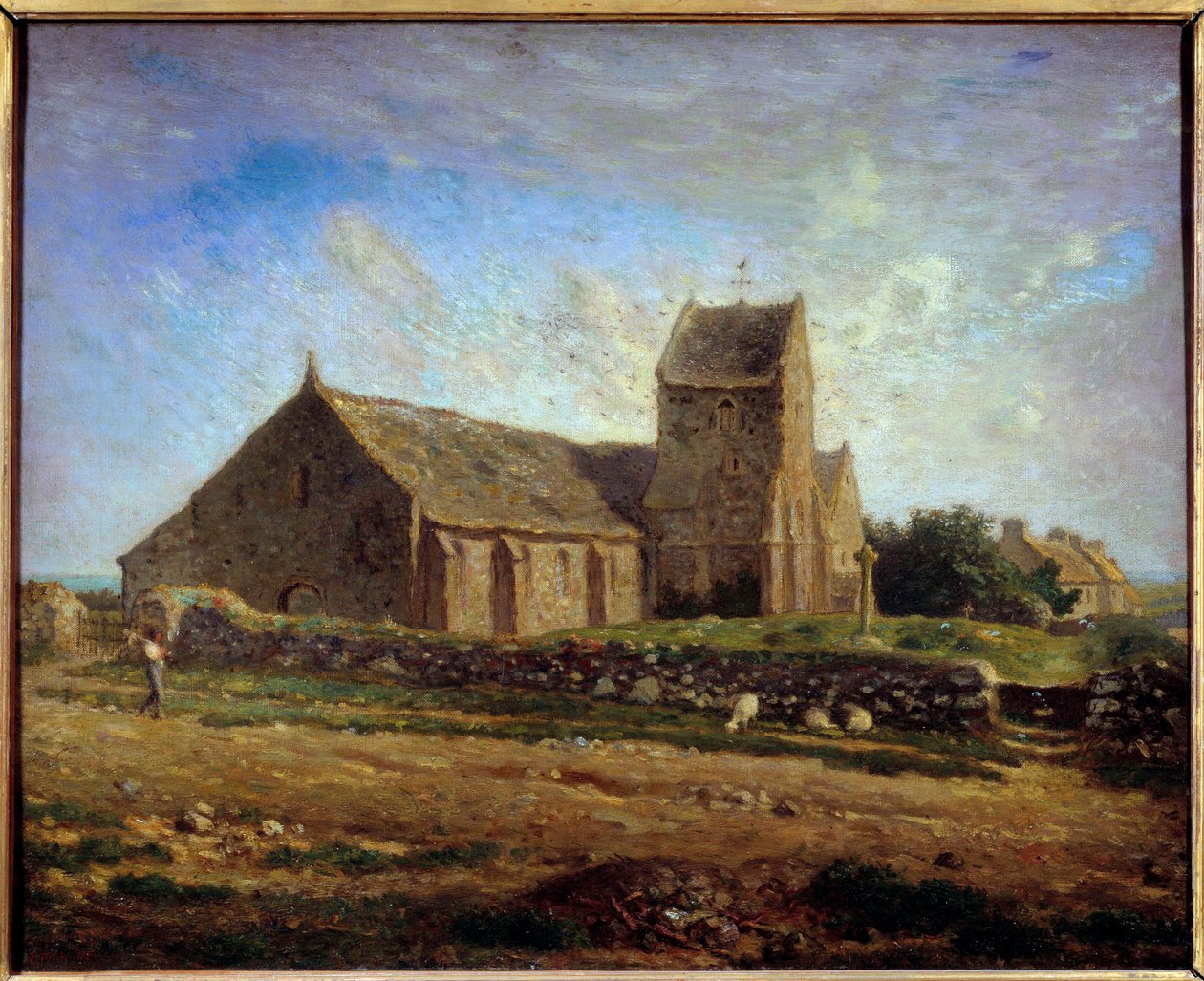 让·弗朗索瓦·米勒 (Jean Francois Millet) (1814-1875) 1871 年绘制的格雷维尔教堂景观。 0,6x0,73 m 巴黎，奥赛博物馆 作者 让·弗朗索瓦·米勒