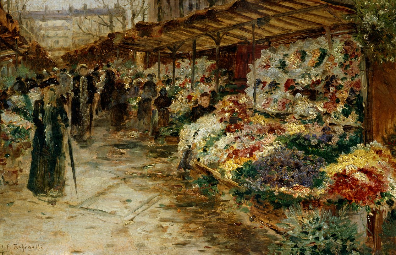 花卉市场，1882年。 作者 让·弗朗索瓦·拉斐利