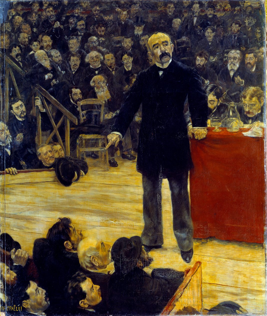 Georges Clemenceau (1841-1929) 在 Fernando Circus (1883) 发表演讲。 让·弗朗索瓦·拉斐利 (1850-1924) 的绘画 作者 让·弗朗索瓦·拉斐利