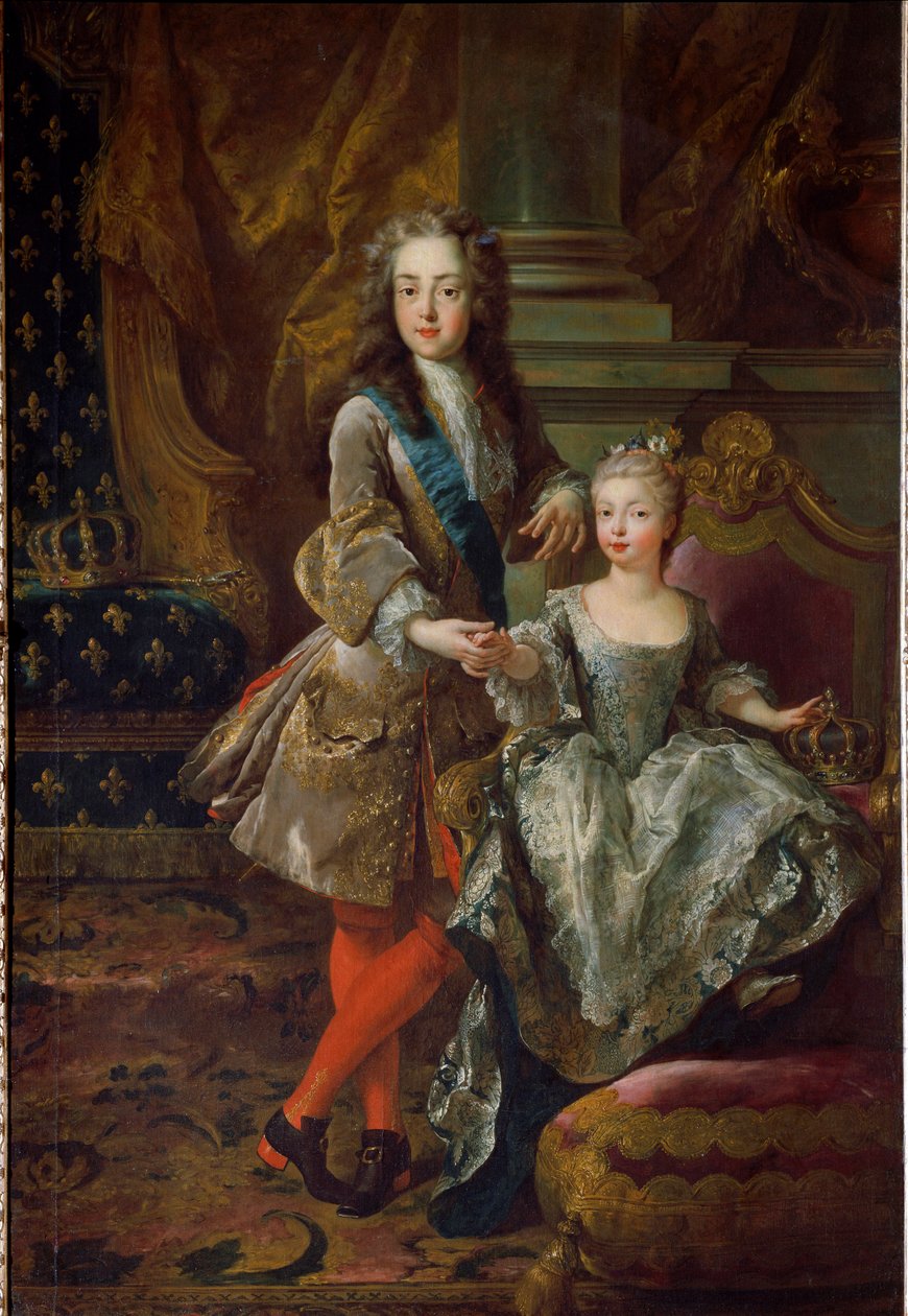 国王路易十五（1710-1774）和他的未婚妻西班牙的玛丽-安妮-维克多尔（1718-1781）的肖像，她是西班牙腓力五世的女儿 让-弗朗索瓦-德-特洛伊（1679-1752）1724年左右佛罗伦萨，皮提宫 作者 让·弗朗索瓦·德·特洛伊