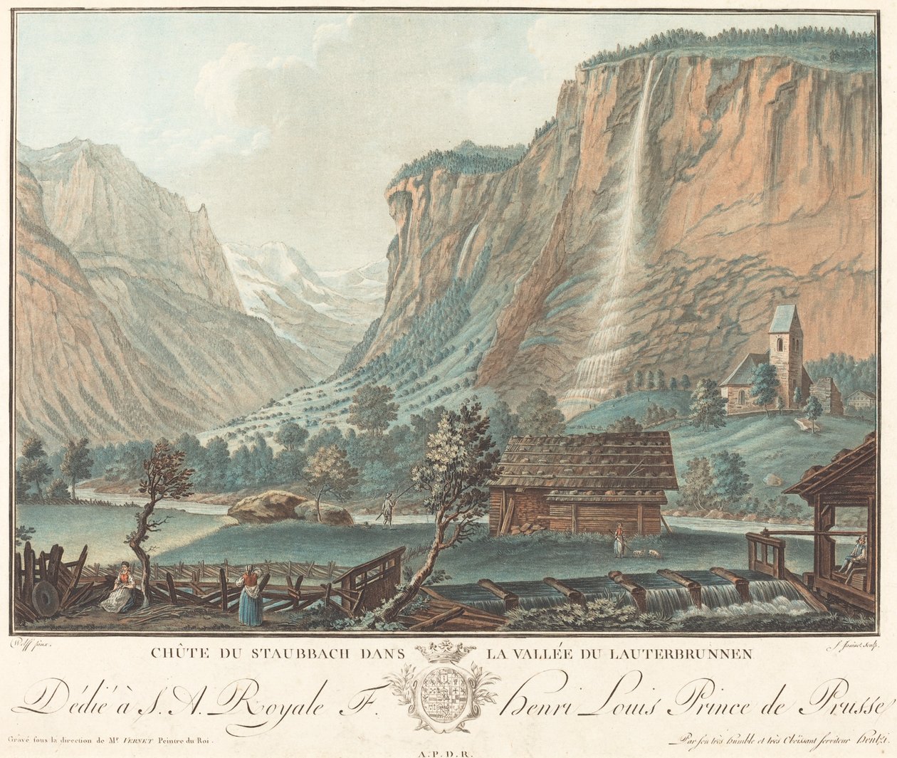 劳特布伦嫩河谷的施陶巴赫瀑布（Chute de Staubbach, dans la Vallée de Lauterbrunnen） 作者 卡斯帕·沃尔夫之后的让·弗朗索瓦·珍妮特