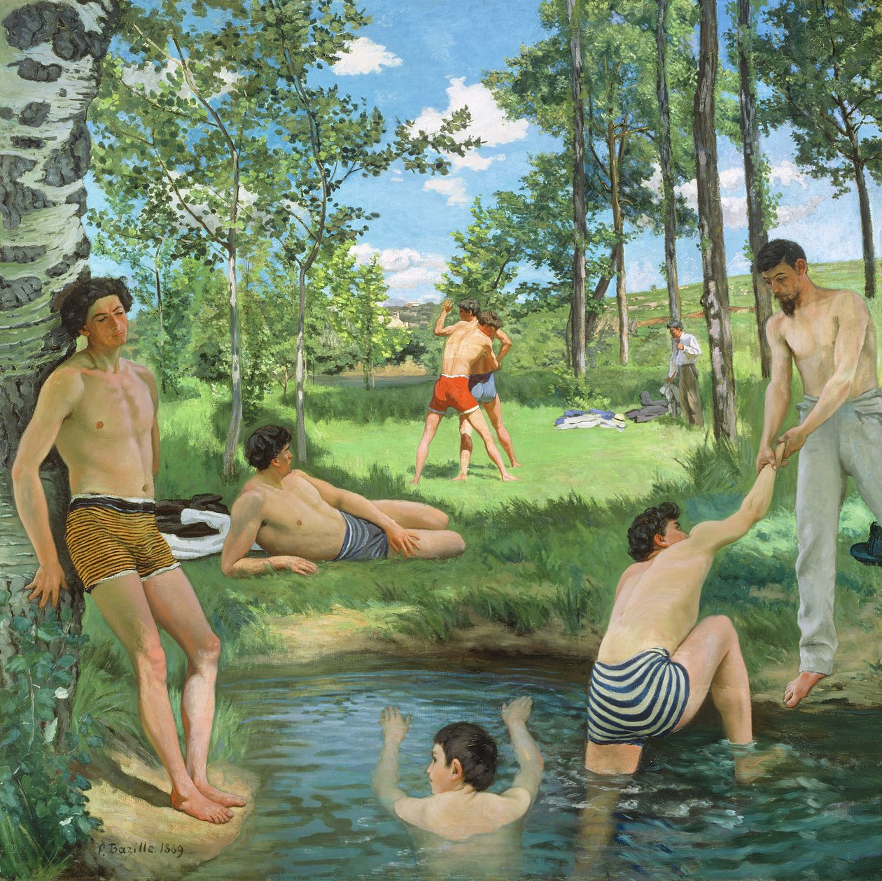 夏日风光，1869年 作者 让·弗雷德里克·巴齐尔