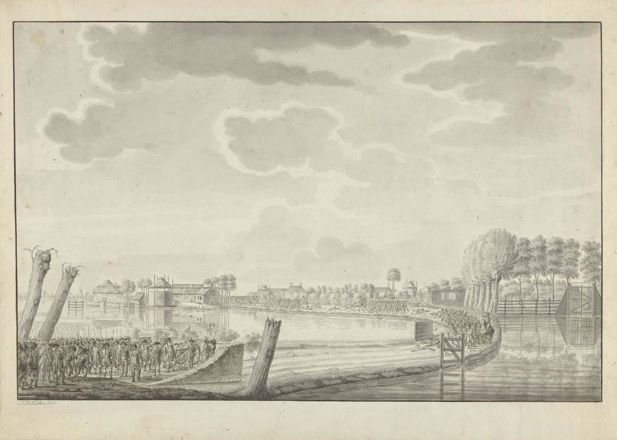 1787 年在 Ouderkerk aan de Amstel 的袭击 作者 Jean George Teissier（艺术家签名）