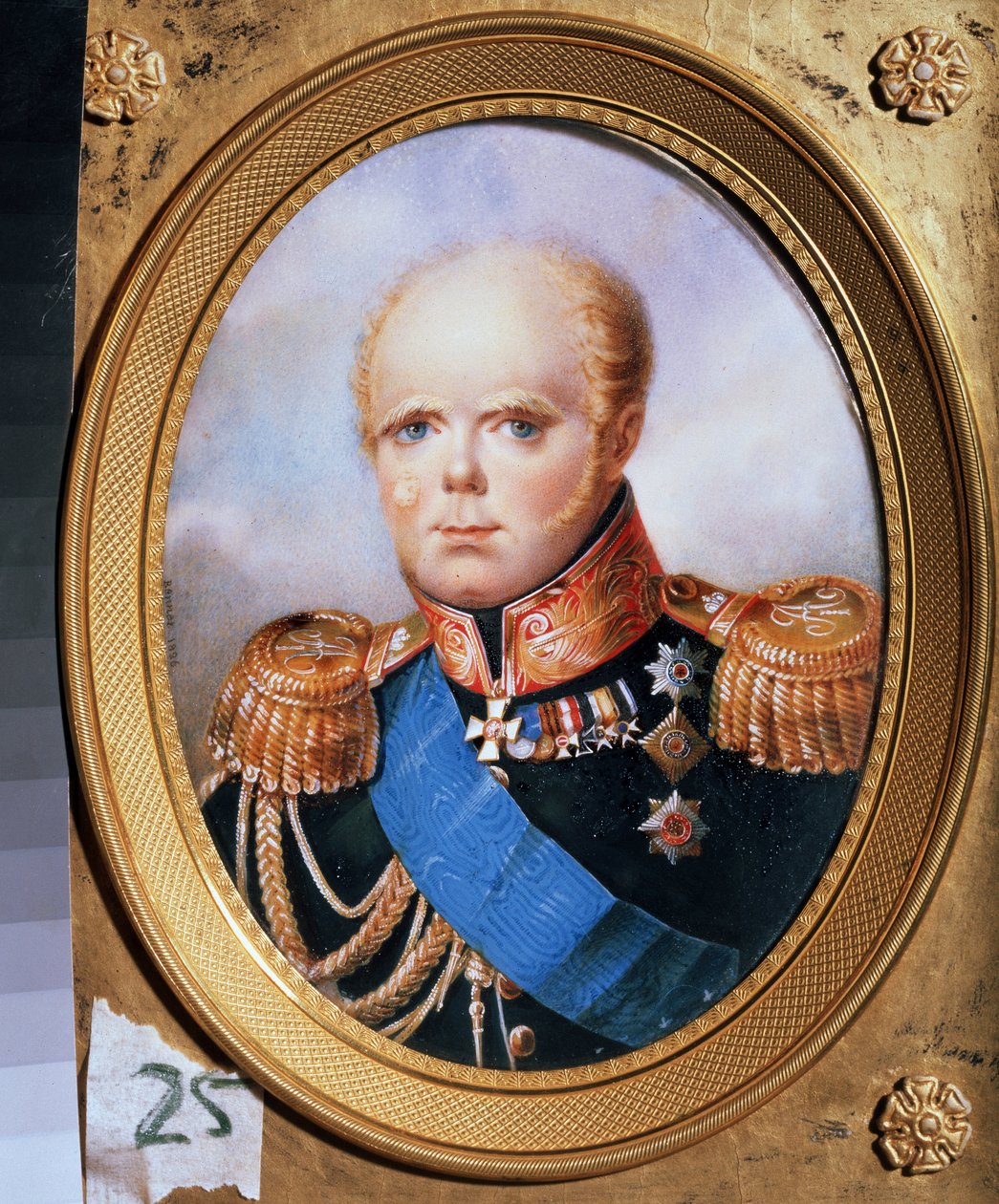 俄罗斯大公康斯坦丁·巴甫洛维奇（1779-1831）的肖像。 让·亨利·本纳（Jean Henri Benner，1776-1836 年）的绘画。 纸本水彩 作者 让·亨利·本纳