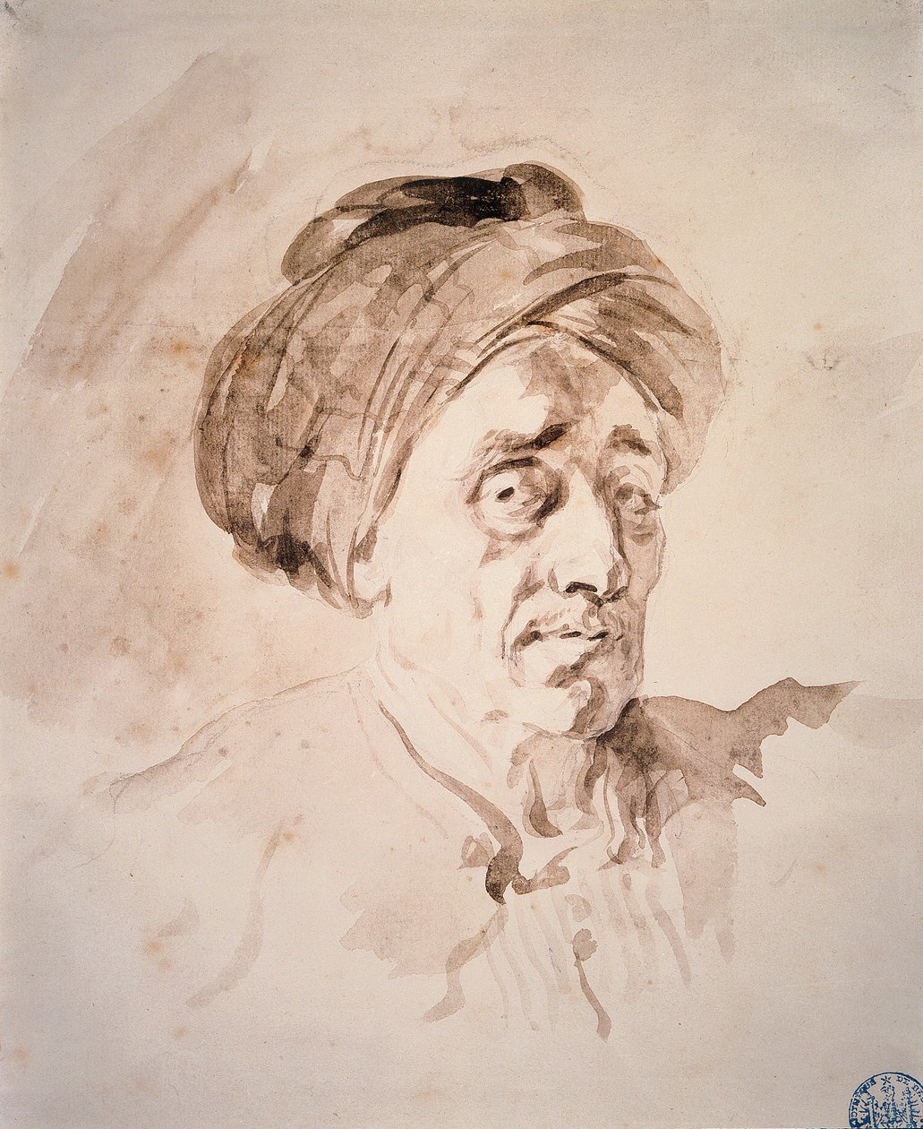 Head with a turban Drawing in the wash by Jean Honore Fragonard (1732-1806). 18th century Besancon. Museum of Fine Arts 作者 让·奥诺雷·弗拉戈纳尔