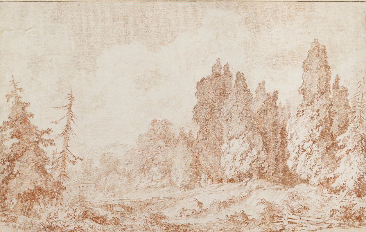 有桥的风景，约1760年 作者 让·奥诺雷·弗拉戈纳尔