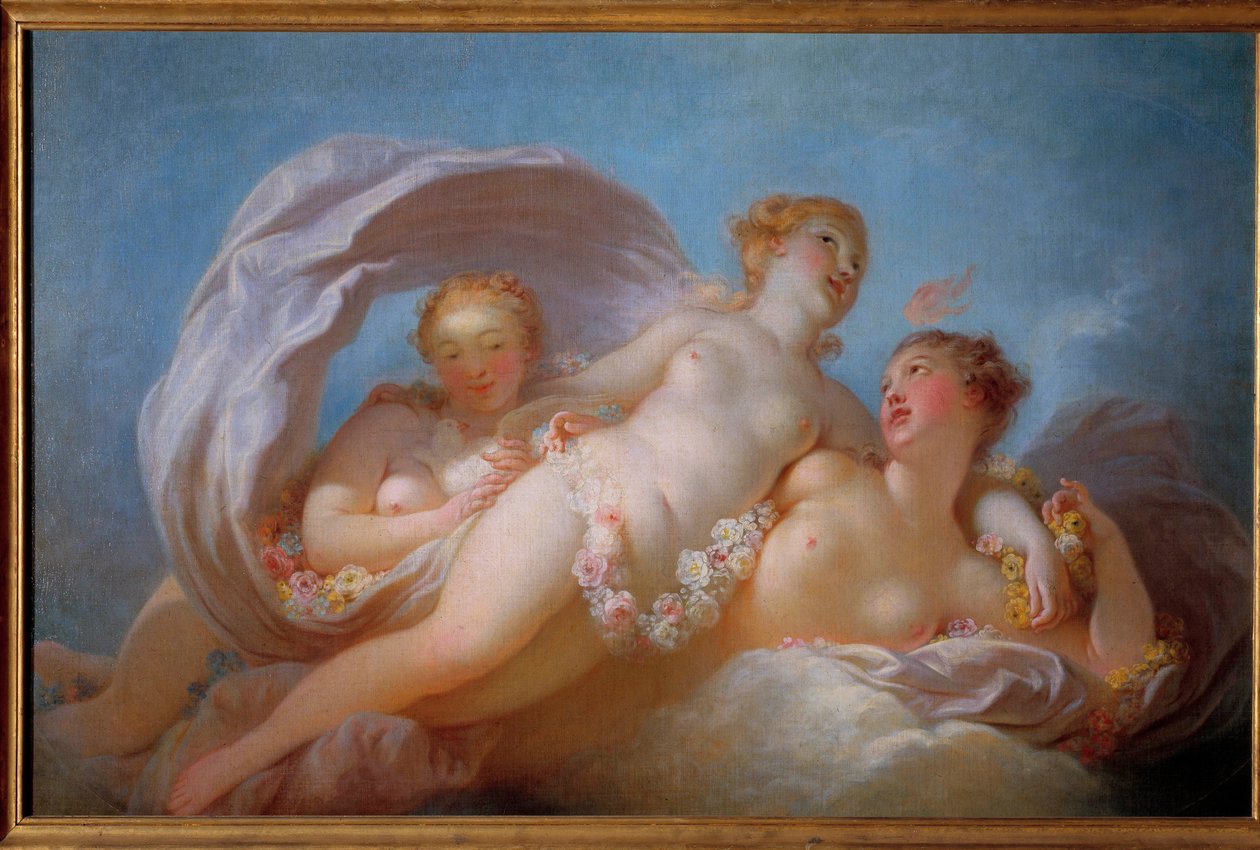 Les trois graces 让-霍诺尔-弗拉戈纳尔（1732-1806）的绘画。18世纪 格拉斯的弗拉戈纳尔博物馆 作者 让·奥诺雷·弗拉戈纳尔