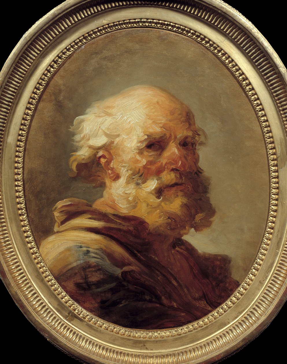老人的头。Jean Honore Fragonard (1732-1806)的画作，约1766-1769。亚眠，皮卡迪博物馆 作者 让·奥诺雷·弗拉戈纳尔