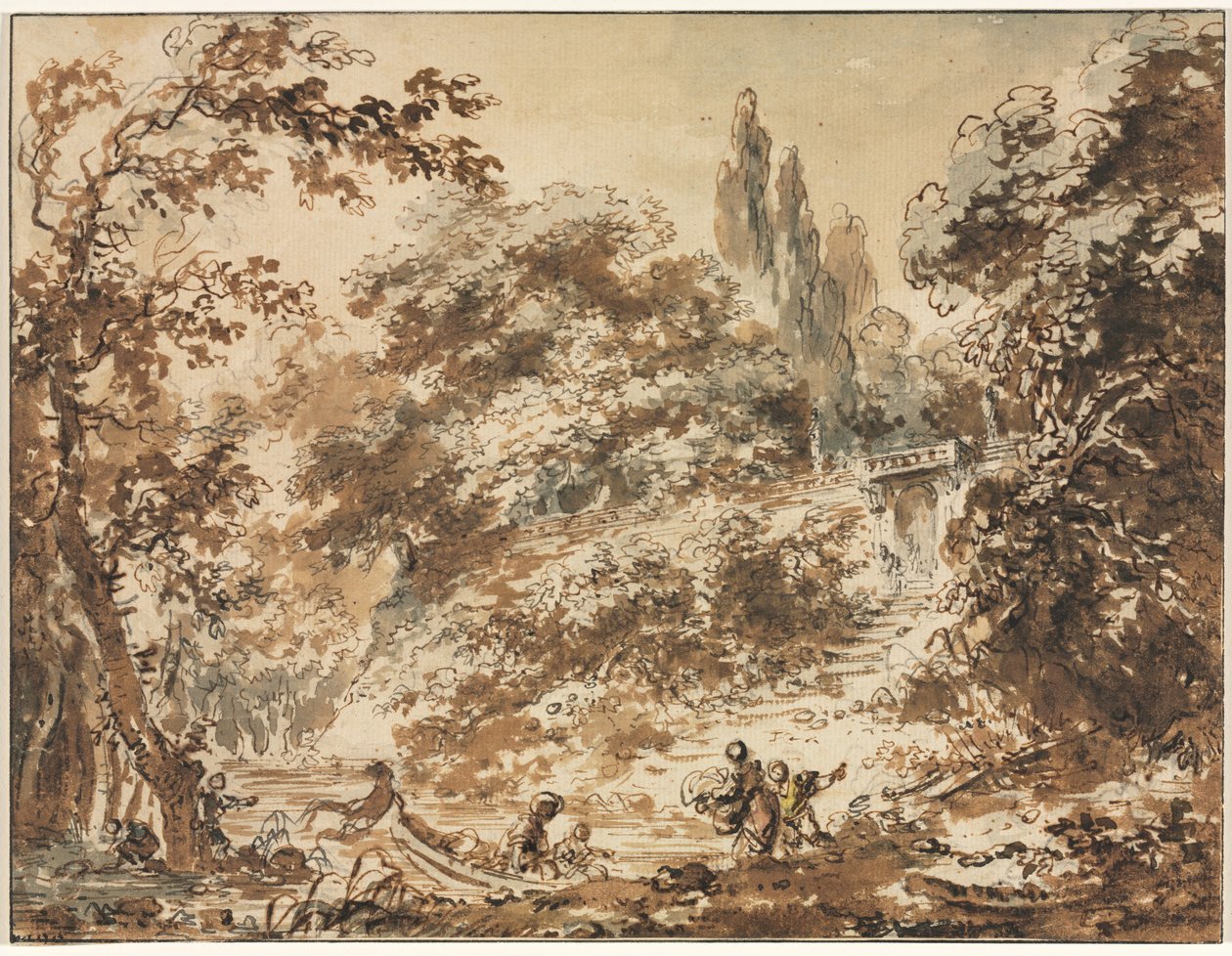 公园场景c。 1760。 作者 让·奥诺雷·弗拉戈纳尔