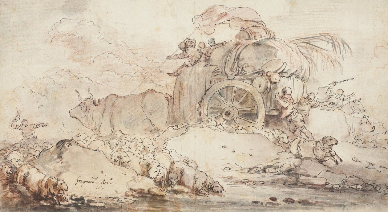 失速的购物车，1759年 作者 让·奥诺雷·弗拉戈纳尔
