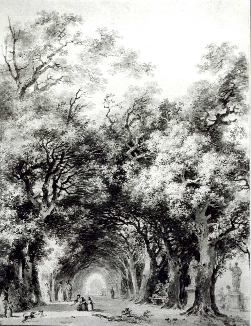 阴暗的小巷，c.1773-74（棕褐色洗纸） 作者 让·奥诺雷·弗拉戈纳尔