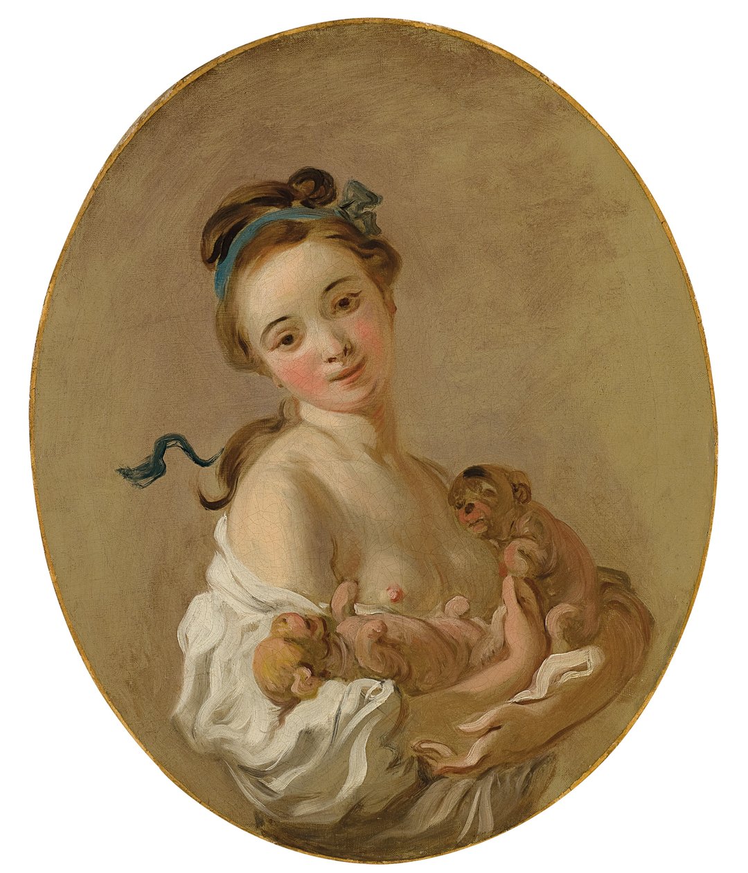 年轻的女孩，抱着两只小狗，约1770年 作者 让·奥诺雷·弗拉戈纳尔