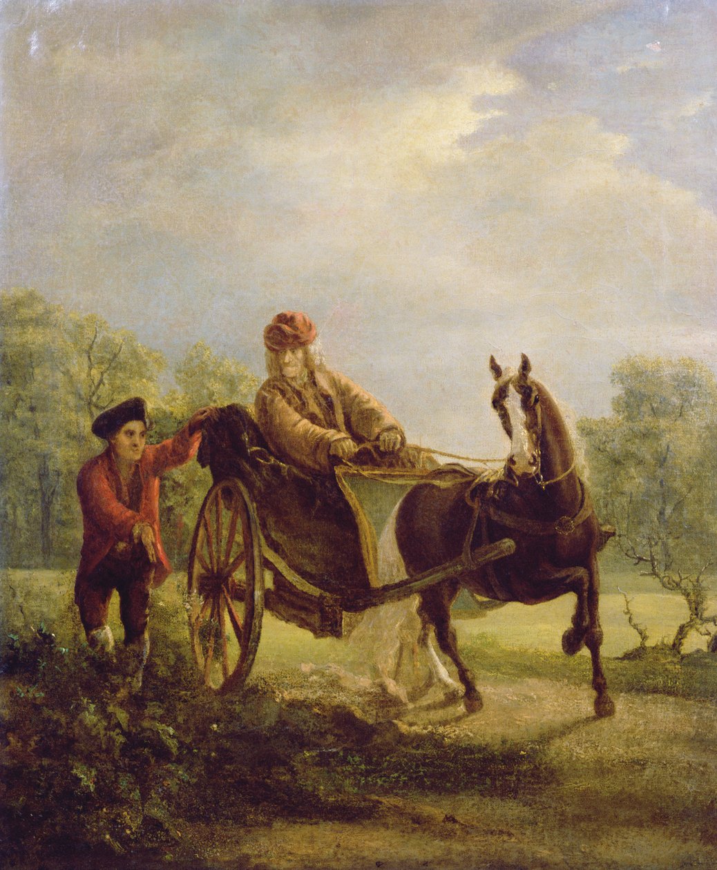 伏尔泰（1694-1778）在费内的敞篷车里 作者 让·胡伯