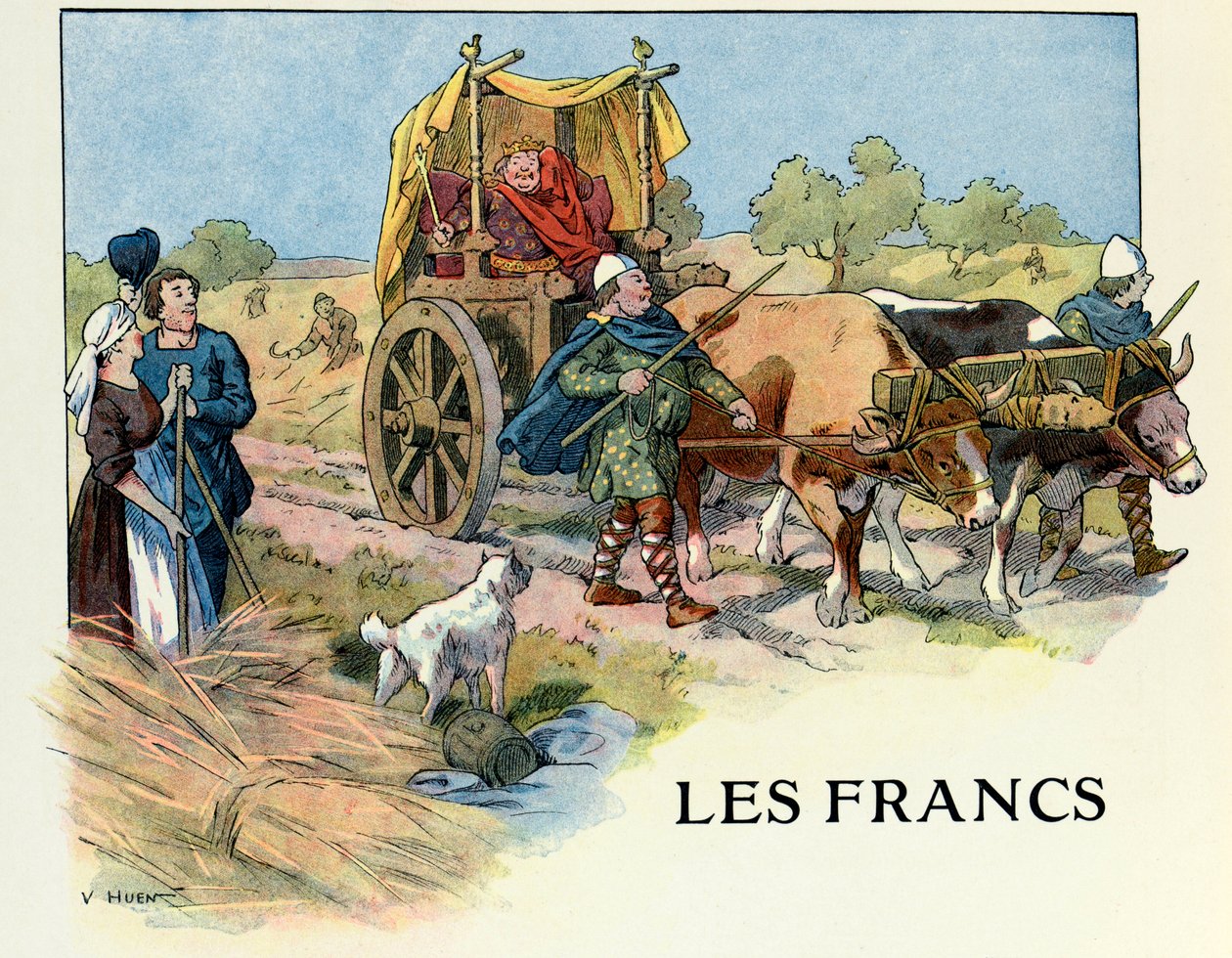 《阿尔萨斯的故事》讲述了汉西叔叔的孩子们，作者：Jean Jacques Waltz dit Hansi (1873-1951)，私人收藏：法兰克人，懒惰的国王； 注意力！ 使用本作品可能需要第三方授权请求或额外费用 作者 让·雅克 (1873 1951) 华尔兹