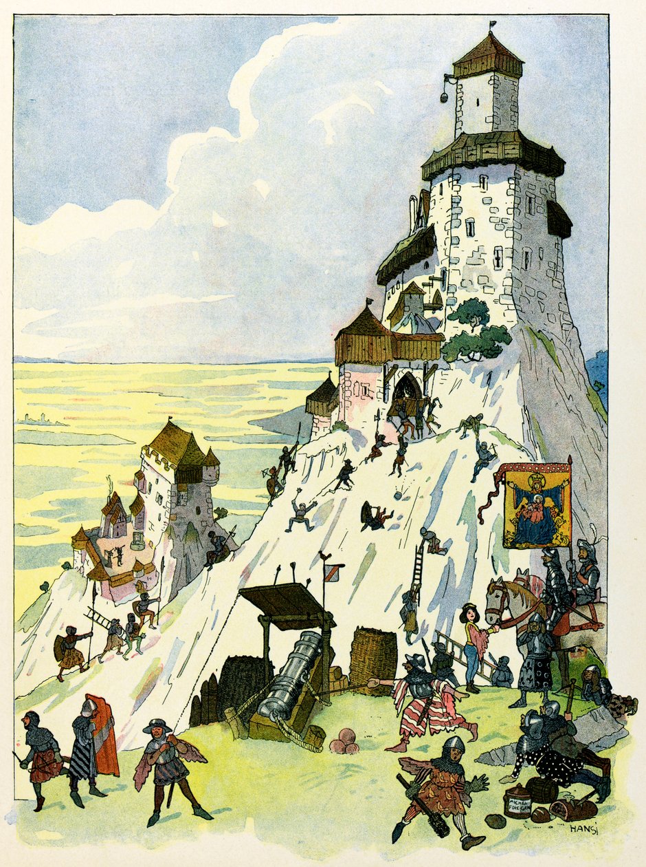 《阿尔萨斯的故事》讲述了汉西叔叔的孩子们，作者：Jean Jacques Waltz dit Hansi (1873-1951)，私人收藏：Siege du chateau D