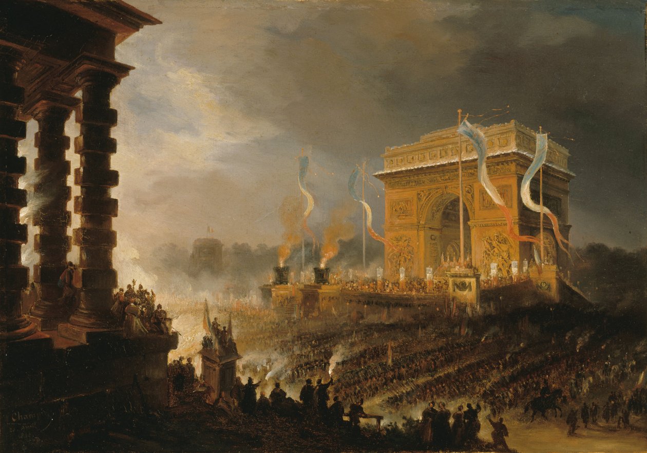 1848年4月20日晚在凯旋门的博爱庆典，1848年。 作者 让-雅克尚宾