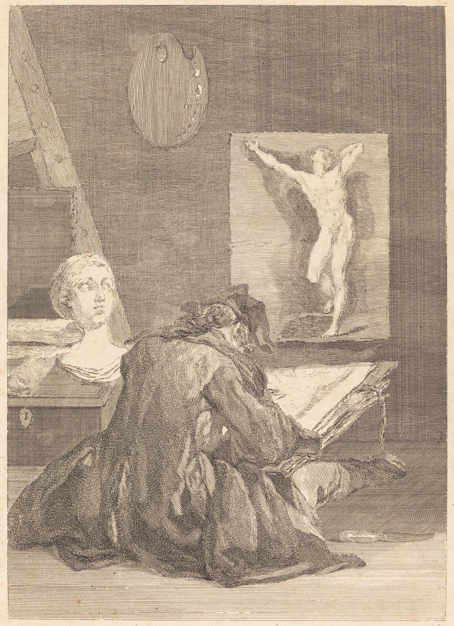 绘图者》（Le Dessinateur）。 作者 让·西蒙·夏尔丹（Jean Siméon Chardin）之后的让·雅克·弗利巴特（Jean Jacques Flipart）