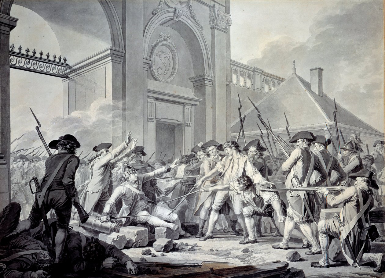 南锡案。1790年8月31日，布瓦耶侯爵（1739-1800）对反抗其军官的南锡驻军士兵进行了镇压。战斗发生在斯丹维尔门的哨所前，其间 作者 让·雅克·弗朗索瓦·勒·巴比耶