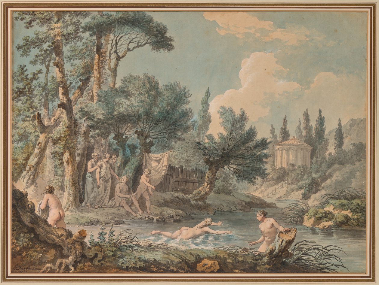 风景中的裸体 作者 Jean Jacques François Lebarbier，称为 Le Barbier L'Aîné