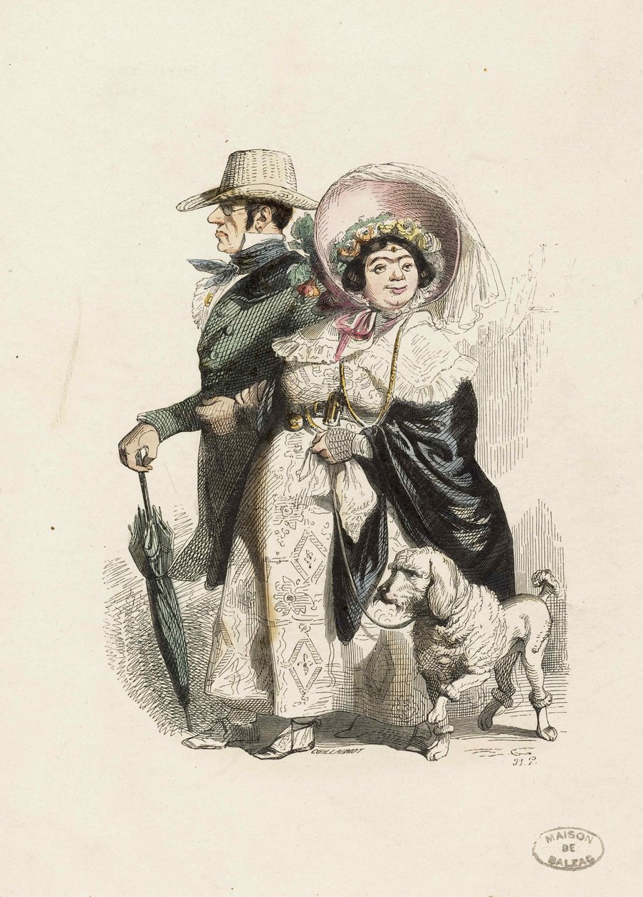 一个Rentier和他的妻子，1840年。 作者 让-雅克·格兰维尔