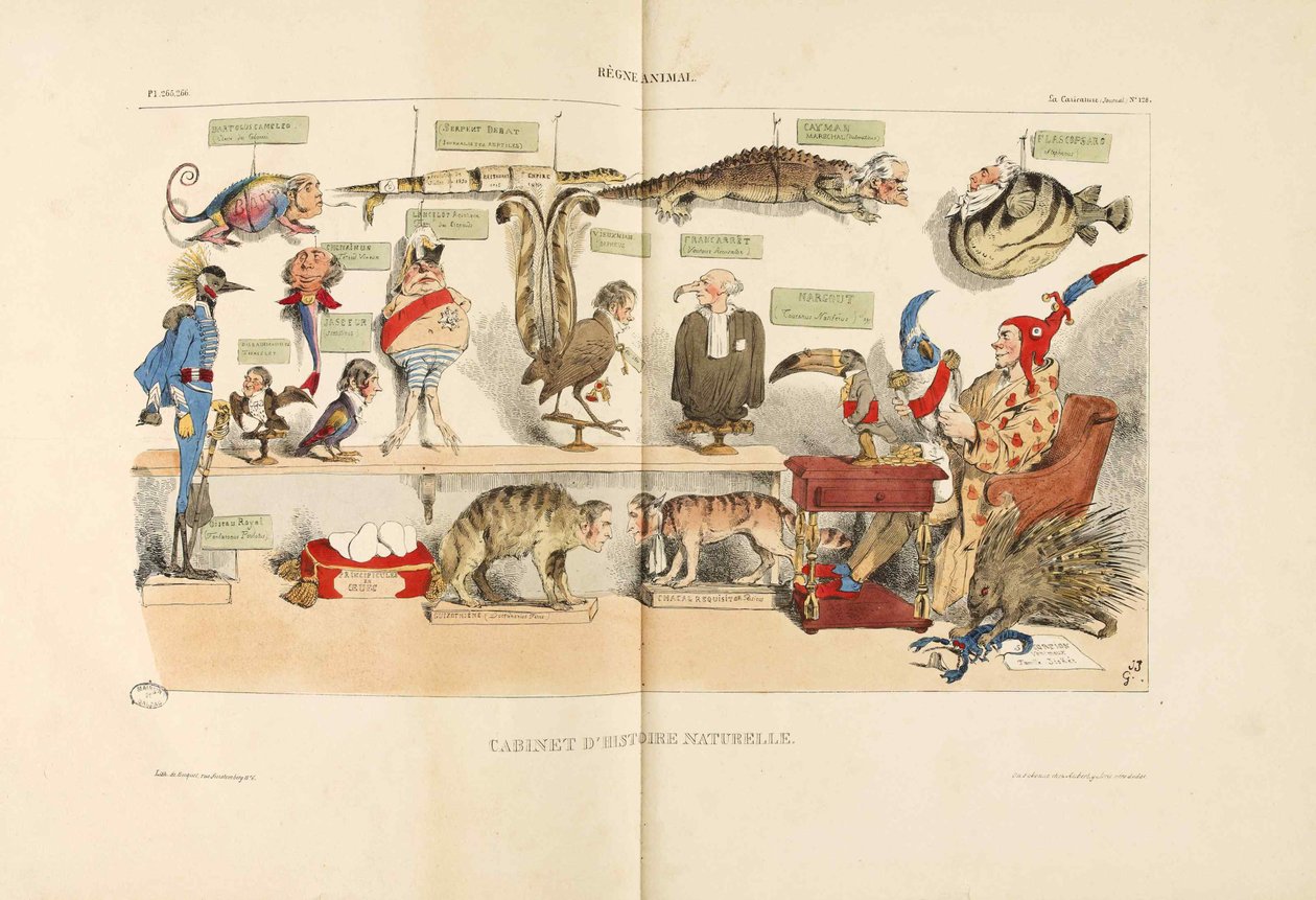 Règne 动物 动物王国。摘自《漫画》，1833年。 作者 让-雅克·格兰维尔