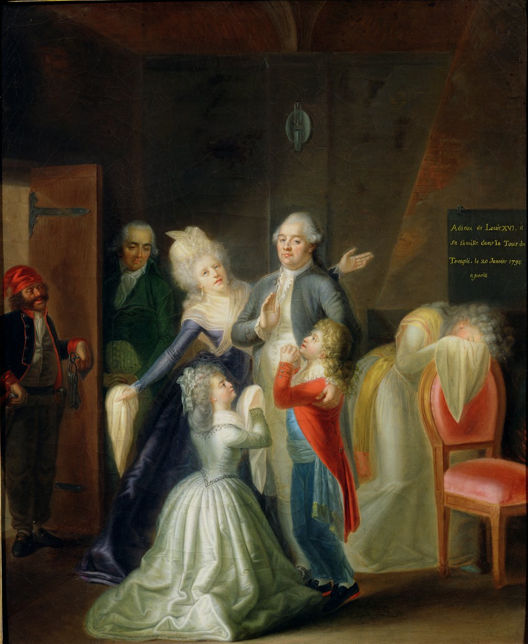 1793年1月20日，他的家人在圣殿里告别路易十六 作者 让·雅克·豪尔（Jean Jacques Hauer）