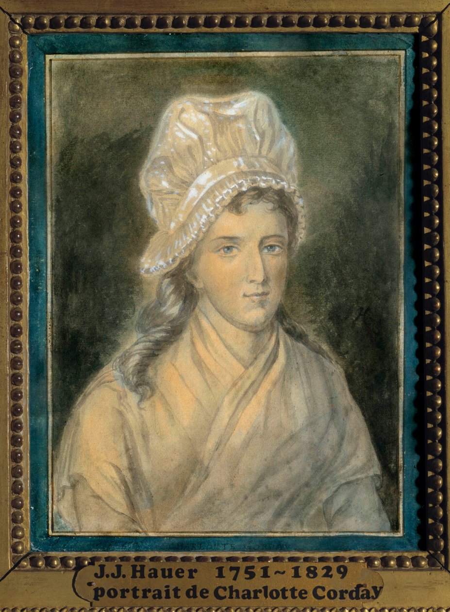 Charlotte Corday (1768-1793) 的肖像 18 世纪 Jean Jacques Hauer (1751-1829) 的画作。 凡尔赛宫。 兰比内博物馆 作者 让·雅克·豪尔（Jean Jacques Hauer）