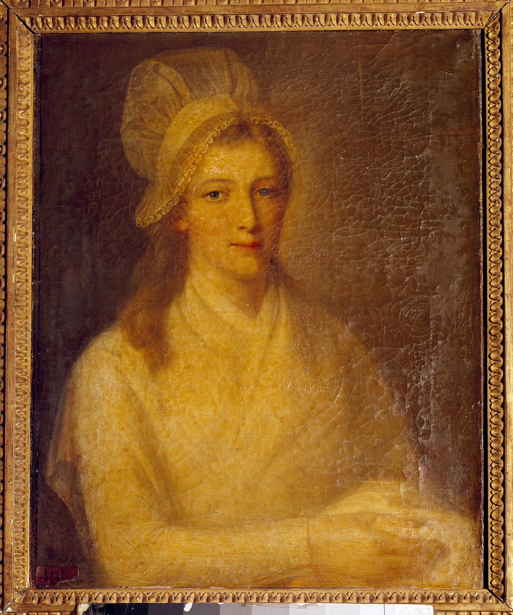 玛丽·安妮·夏洛特·科戴 (1768-1793) 的肖像，Jean Jacques Hauer (1751-1829) 于 1793 年作画。暗淡 0.61 x 0.47 m。 凡尔赛宫，城堡博物馆 作者 让·雅克·豪尔（Jean Jacques Hauer）