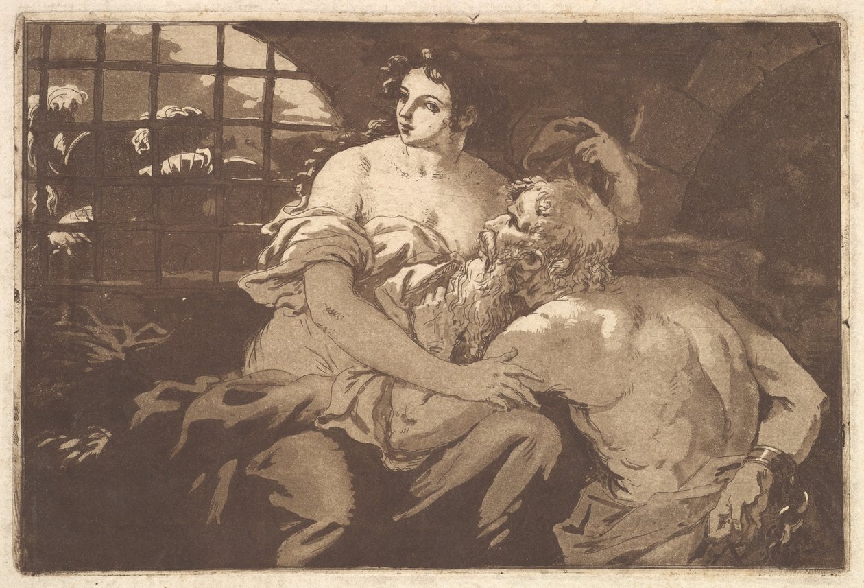 La charité romain 罗马式的慈善，在包含Recueil de Compositions par..., 1782-1821的相册中。 作者 让·雅克·拉格雷尼